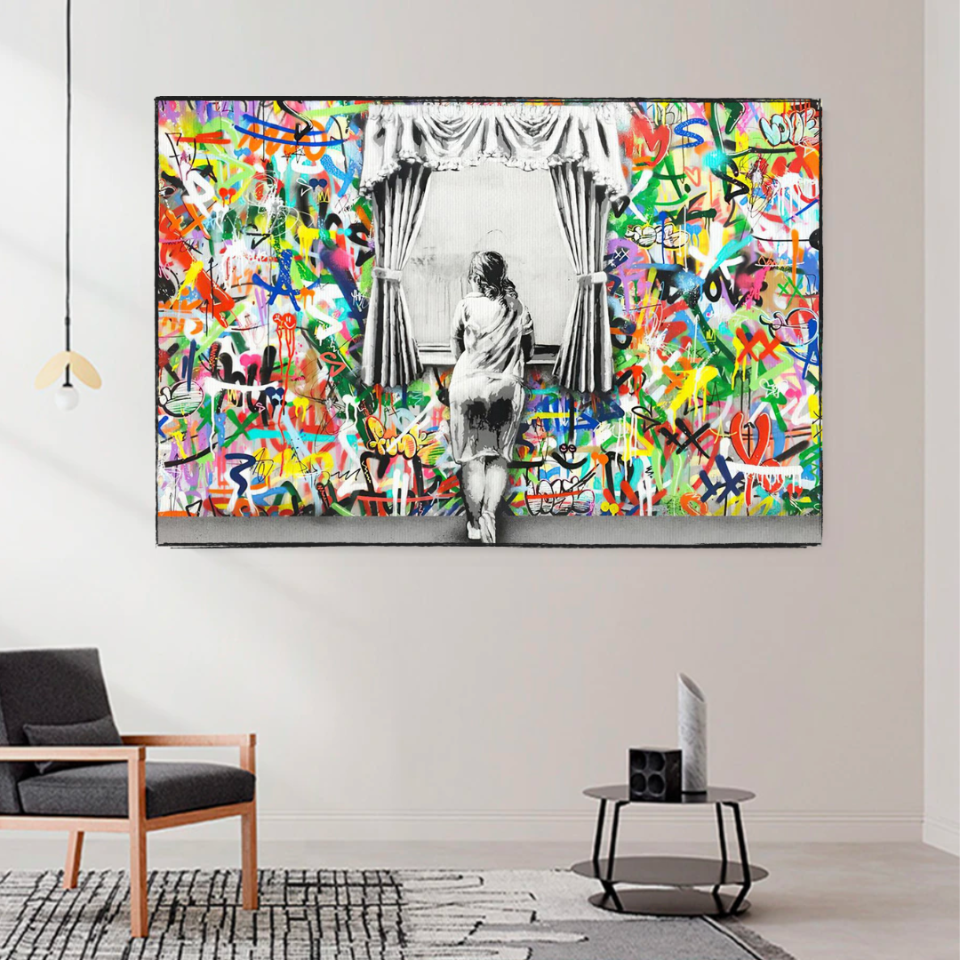 ChandeliersDecor.com-Banksy Wall Poster-Banksy Freedom Curtains Lady Canvas Wall Art