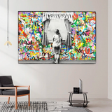 ChandeliersDecor.com-Banksy Wall Poster-Banksy Freedom Curtains Lady Canvas Wall Art