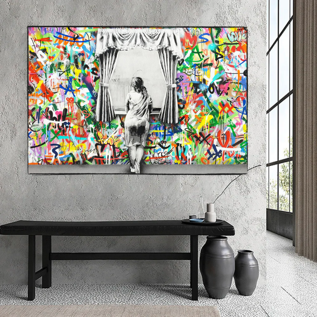 ChandeliersDecor.com-Banksy Wall Poster-Banksy Freedom Curtains Lady Canvas Wall Art