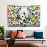 ChandeliersDecor.com-Banksy Wall Poster-Banksy Freedom Curtains Lady Canvas Wall Art