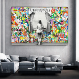ChandeliersDecor.com-Banksy Wall Poster-Banksy Freedom Curtains Lady Canvas Wall Art