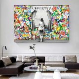 ChandeliersDecor.com-Banksy Wall Poster-Banksy Freedom Curtains Lady Canvas Wall Art