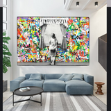 ChandeliersDecor.com-Banksy Wall Poster-Banksy Freedom Curtains Lady Canvas Wall Art
