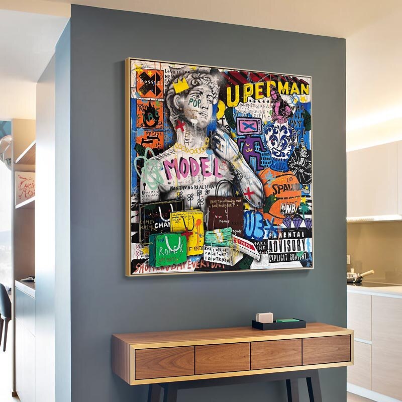 ChandeliersDecor.com-Banksy Wall Poster-Banksy Graffiti David Luxury Fashion Canvas Wall Art