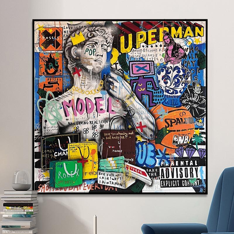ChandeliersDecor.com-Banksy Wall Poster-Banksy Graffiti David Luxury Fashion Canvas Wall Art