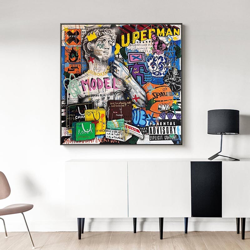 ChandeliersDecor.com-Banksy Wall Poster-Banksy Graffiti David Luxury Fashion Canvas Wall Art