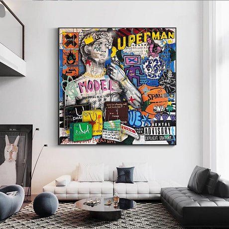 ChandeliersDecor.com-Banksy Wall Poster-Banksy Graffiti David Luxury Fashion Canvas Wall Art