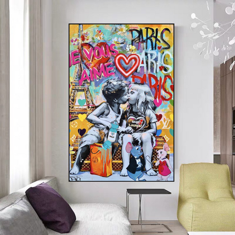 ChandeliersDecor.com-Banksy Wall Poster-Banksy I Love You Paris Wall Art: Expressive Masterpiece