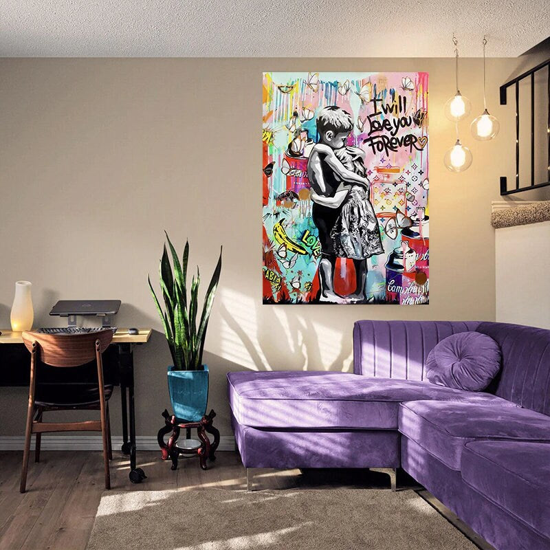ChandeliersDecor.com-Banksy Wall Poster-Banksy I will Love you forever Canvas Wall Art