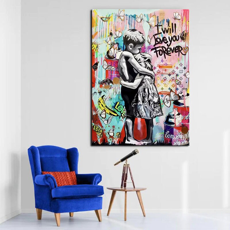 ChandeliersDecor.com-Banksy Wall Poster-Banksy I will Love you forever Canvas Wall Art