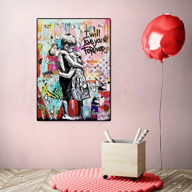 ChandeliersDecor.com-Banksy Wall Poster-Banksy I will Love you forever Canvas Wall Art
