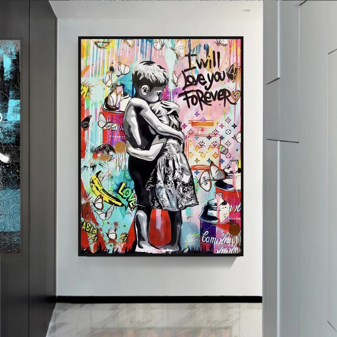 ChandeliersDecor.com-Banksy Wall Poster-Banksy I will Love you forever Canvas Wall Art