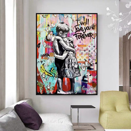 ChandeliersDecor.com-Banksy Wall Poster-Banksy I will Love you forever Canvas Wall Art