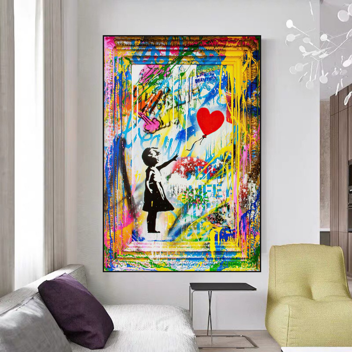 ChandeliersDecor.com-Banksy Wall Poster-Banksy Life is Beautiful Poster: Unique Wall Art for Impact