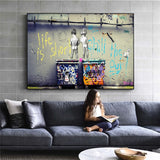 ChandeliersDecor.com-Banksy Wall Poster-Banksy Life Is Short Canvas Wall Art Print - Minimalist Street Art Home Decor
