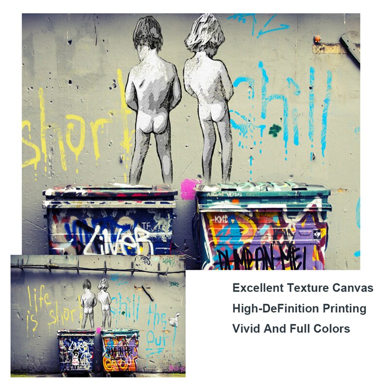 ChandeliersDecor.com-Banksy Wall Poster-Banksy Life Is Short Canvas Wall Art Print - Minimalist Street Art Home Decor