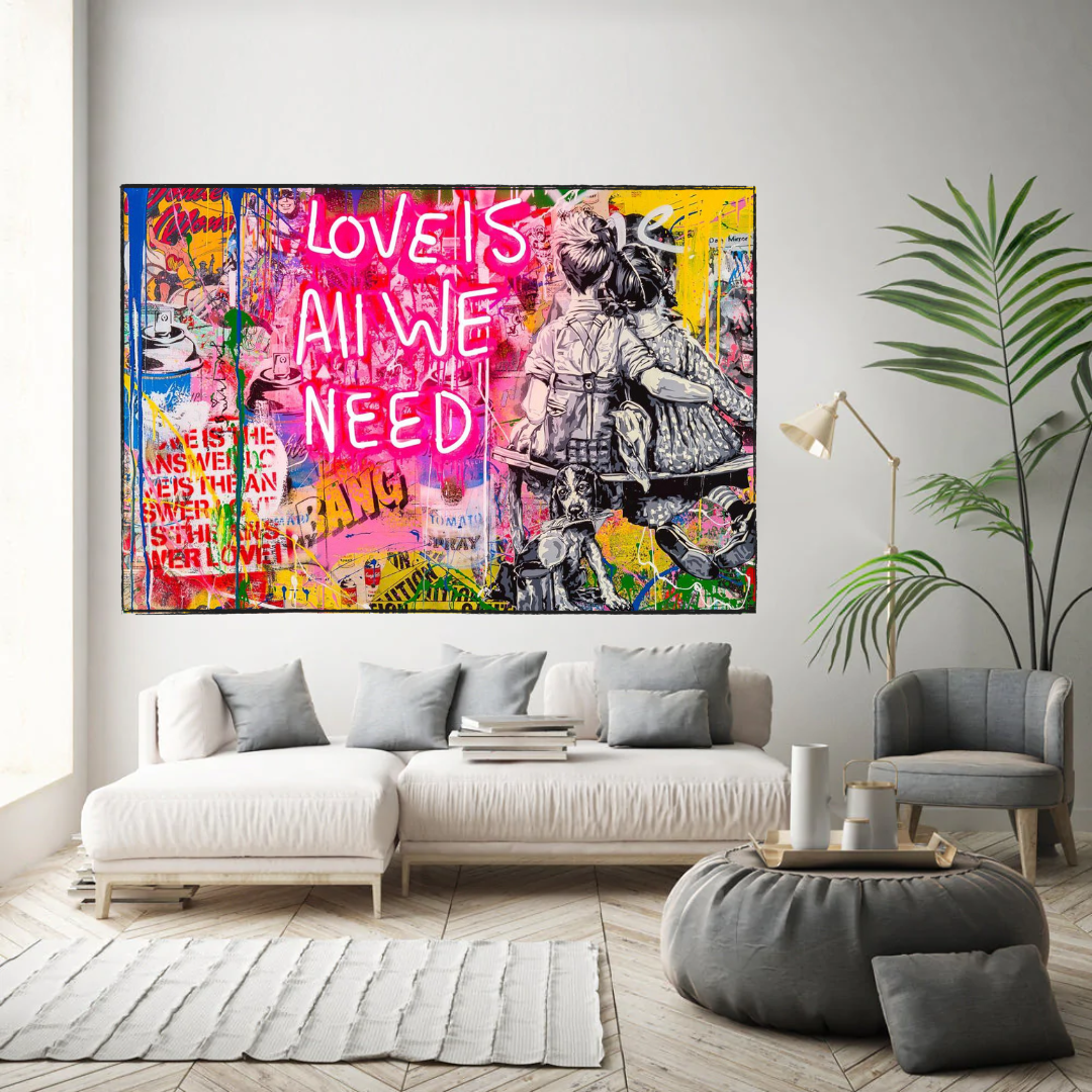 ChandeliersDecor.com-Banksy Wall Poster-Banksy Love is all we need Canvas Wall Art