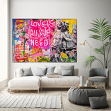 ChandeliersDecor.com-Banksy Wall Poster-Banksy Love is all we need Canvas Wall Art
