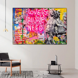 ChandeliersDecor.com-Banksy Wall Poster-Banksy Love is all we need Canvas Wall Art