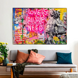 ChandeliersDecor.com-Banksy Wall Poster-Banksy Love is all we need Canvas Wall Art