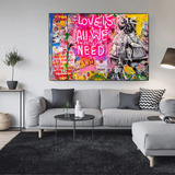 ChandeliersDecor.com-Banksy Wall Poster-Banksy Love is all we need Canvas Wall Art