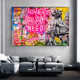 ChandeliersDecor.com-Banksy Wall Poster-Banksy Love is all we need Canvas Wall Art