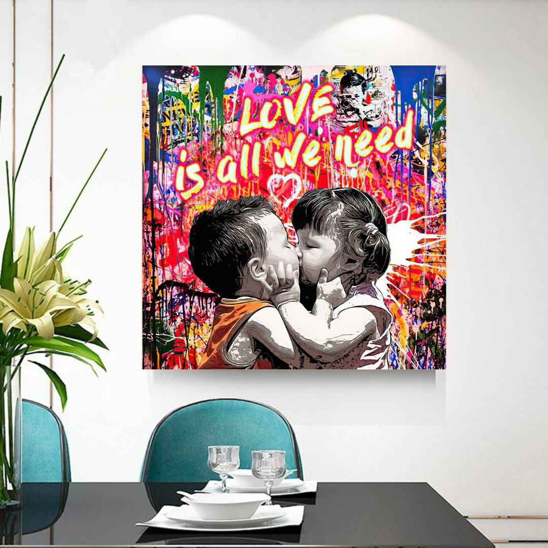 ChandeliersDecor.com-Banksy Wall Poster-Banksy Love is all we need Graffiti Canvas Wall Art