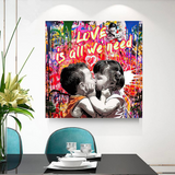 ChandeliersDecor.com-Banksy Wall Poster-Banksy Love is all we need Graffiti Canvas Wall Art
