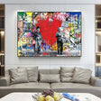 ChandeliersDecor.com-Banksy Wall Poster-Banksy Love is the Answer Wall Art - Charlie and Einstein - Modern Canvas Print