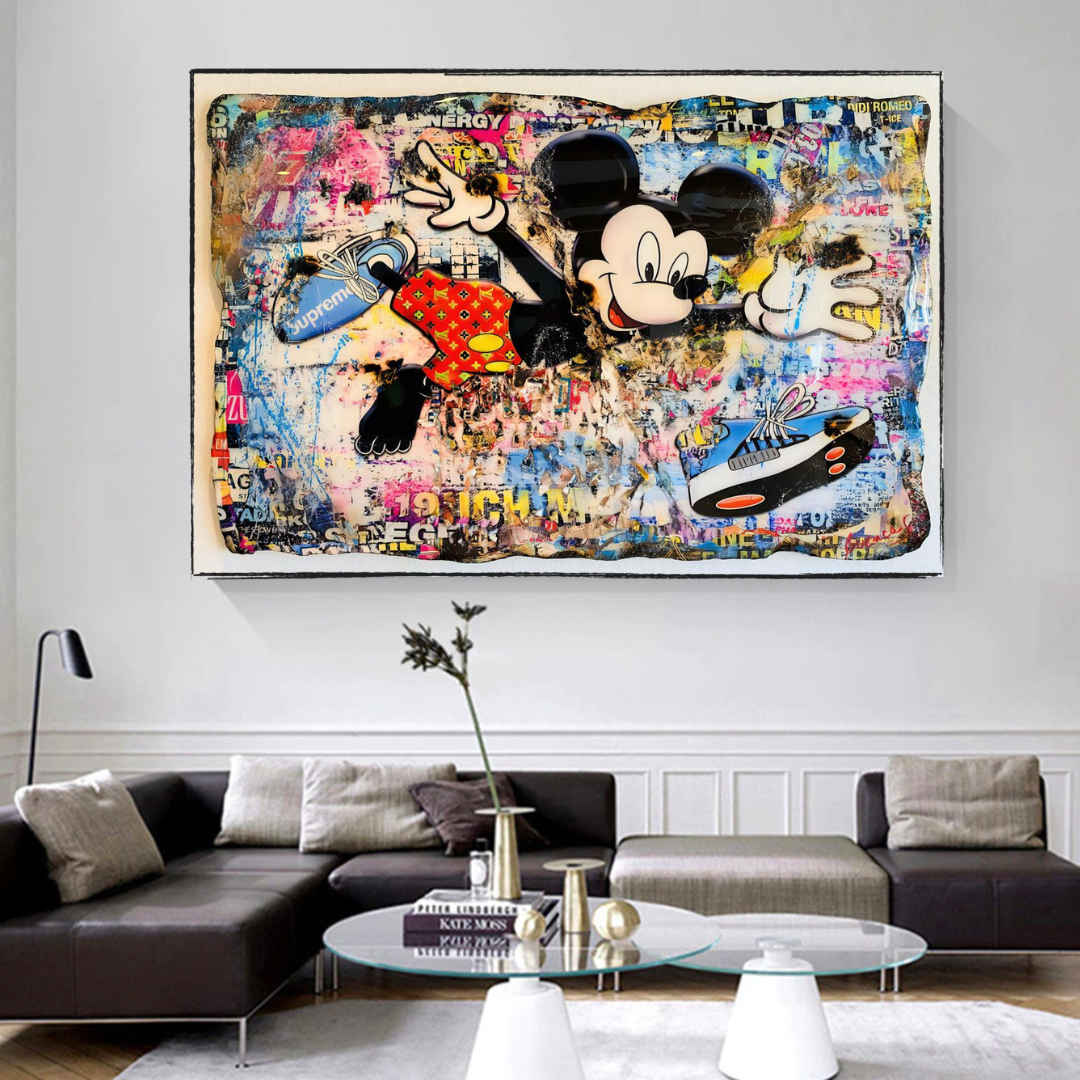 ChandeliersDecor.com-Banksy Wall Poster-Banksy Mickey Mouse Supreme Canvas Wall Art