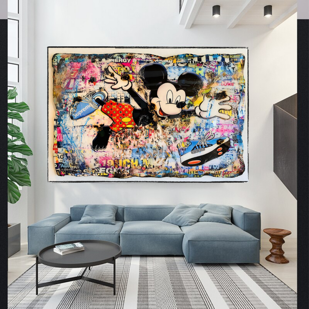 ChandeliersDecor.com-Banksy Wall Poster-Banksy Mickey Mouse Supreme Canvas Wall Art
