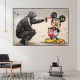 ChandeliersDecor.com-Banksy Wall Poster-Banksy Mickey Spray Painted Canvas Wall Art - Street Art Print for Home Decor