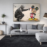 ChandeliersDecor.com-Banksy Wall Poster-Banksy Mickey Spray Painted Canvas Wall Art - Street Art Print for Home Decor