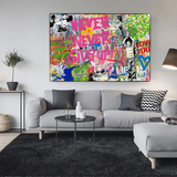 ChandeliersDecor.com-Banksy Wall Poster-Banksy Never Give Up Canvas Wall Art - Banksy Art Print