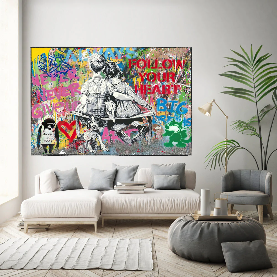 ChandeliersDecor.com-Banksy Wall Poster-Banksy Never Give Up Follow Your Dreams Canvas Wall Art