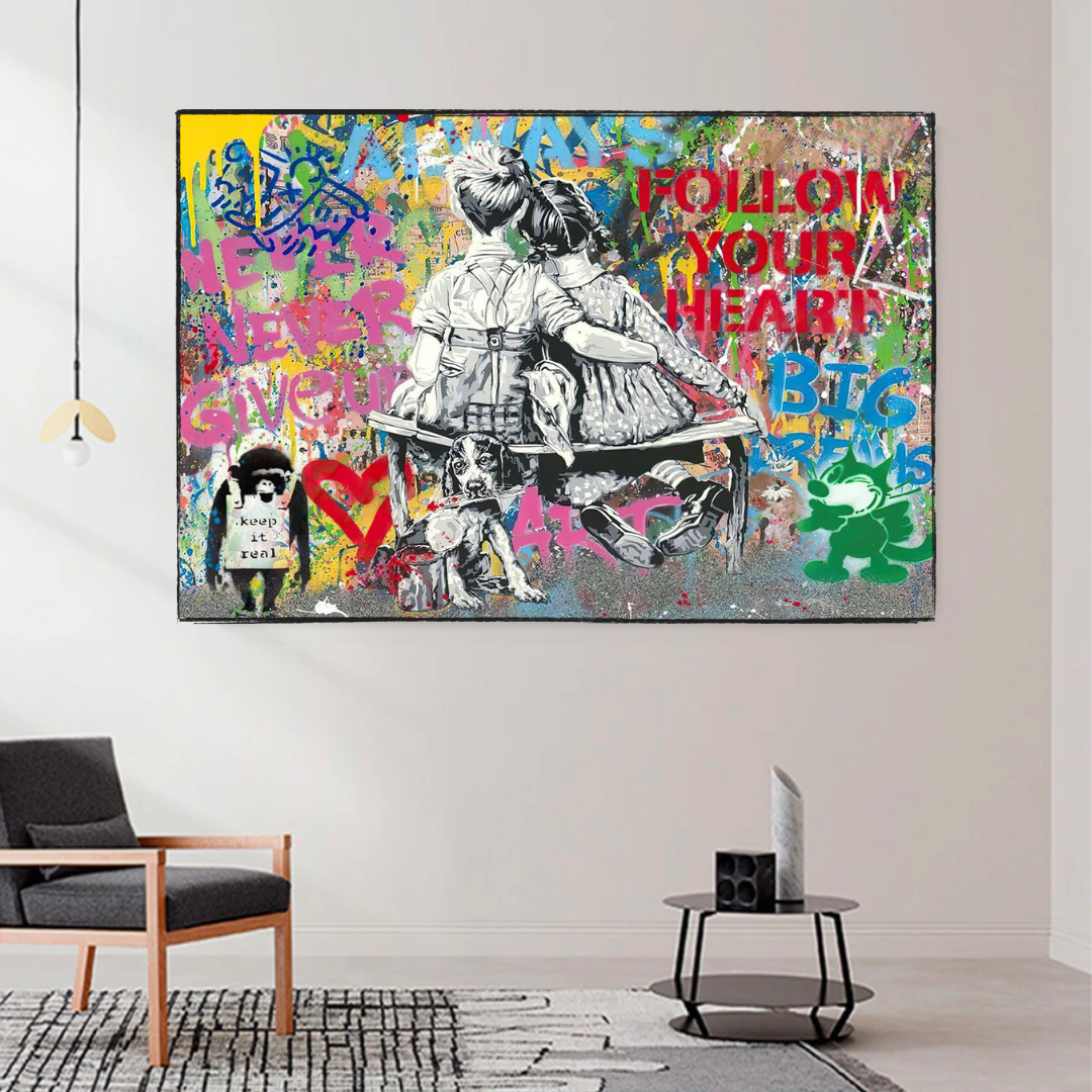 ChandeliersDecor.com-Banksy Wall Poster-Banksy Never Give Up Follow Your Dreams Canvas Wall Art