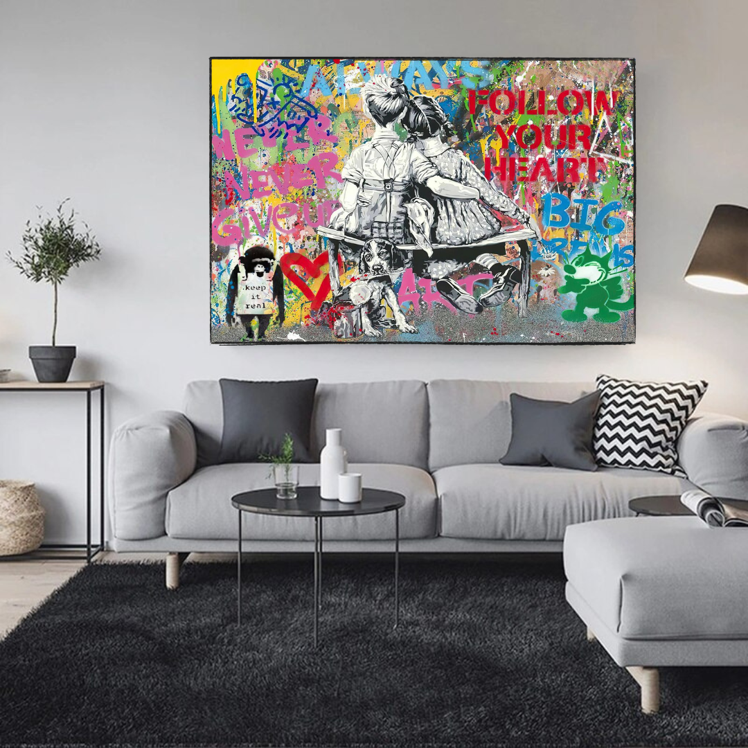 ChandeliersDecor.com-Banksy Wall Poster-Banksy Never Give Up Follow Your Dreams Canvas Wall Art