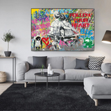 ChandeliersDecor.com-Banksy Wall Poster-Banksy Never Give Up Follow Your Dreams Canvas Wall Art