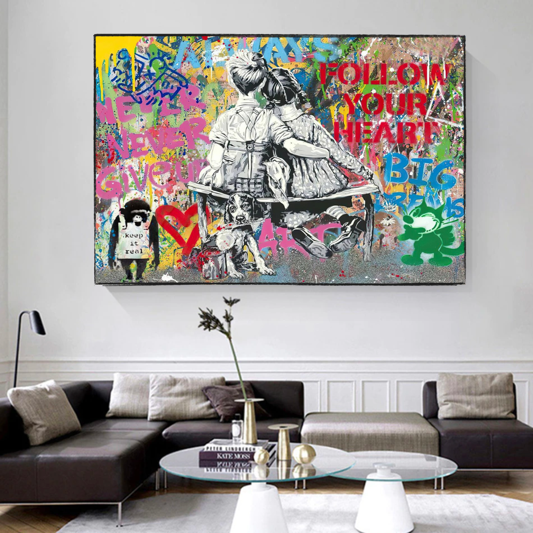 ChandeliersDecor.com-Banksy Wall Poster-Banksy Never Give Up Follow Your Dreams Canvas Wall Art