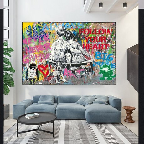 ChandeliersDecor.com-Banksy Wall Poster-Banksy Never Give Up Follow Your Dreams Canvas Wall Art