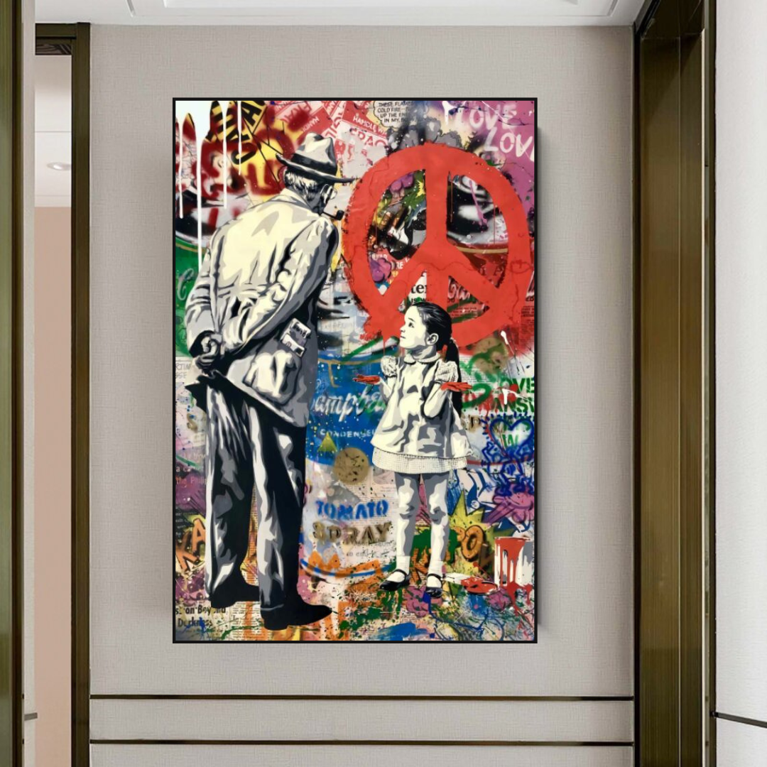 ChandeliersDecor.com-Banksy Wall Poster-Banksy Peace: Inspirational Street Art Canvas Wall Decor