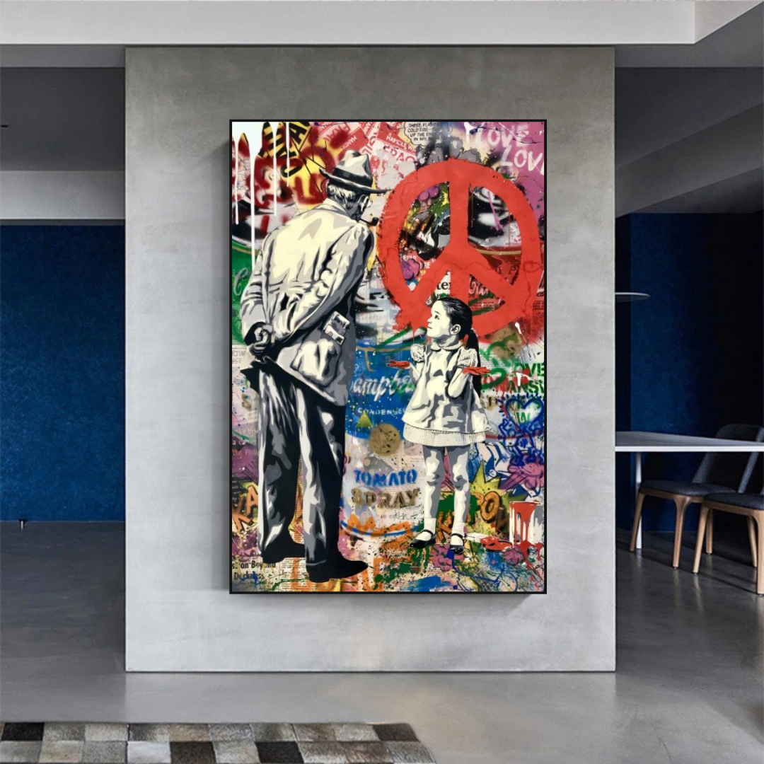 ChandeliersDecor.com-Banksy Wall Poster-Banksy Peace: Inspirational Street Art Canvas Wall Decor