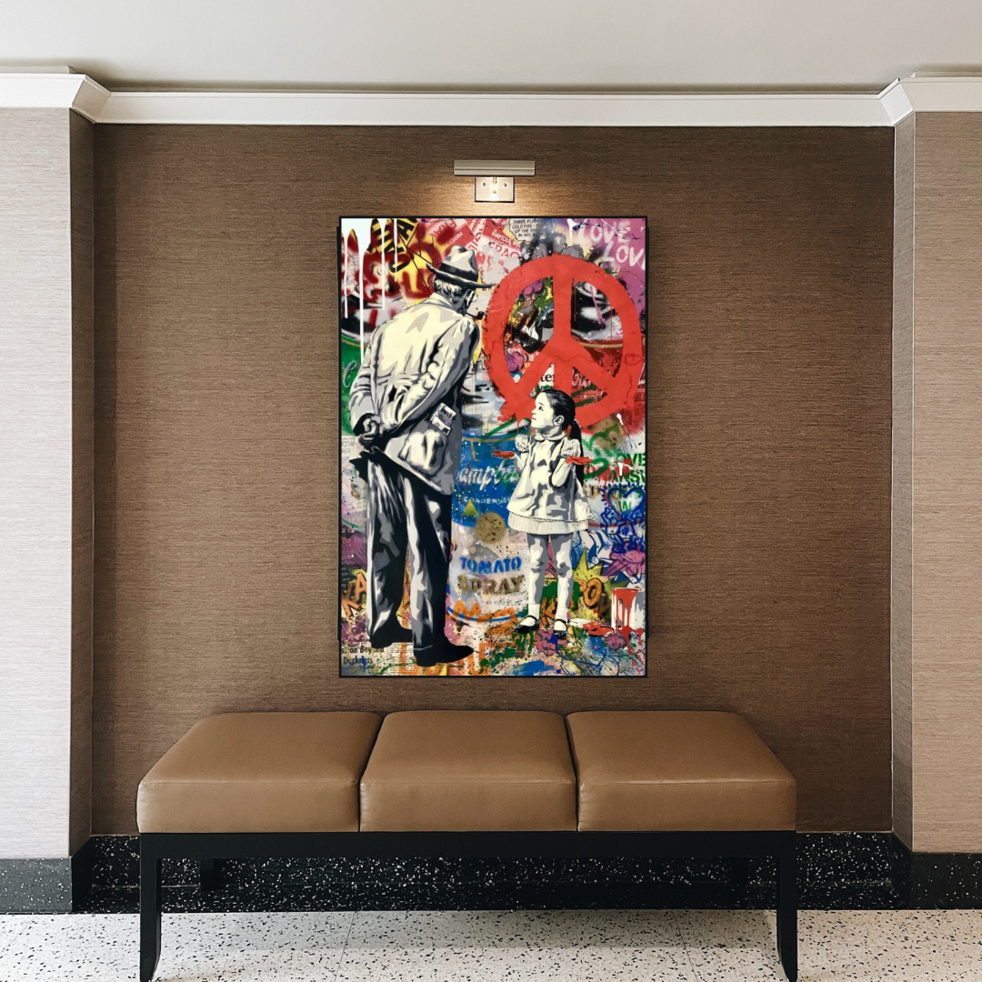 ChandeliersDecor.com-Banksy Wall Poster-Banksy Peace: Inspirational Street Art Canvas Wall Decor