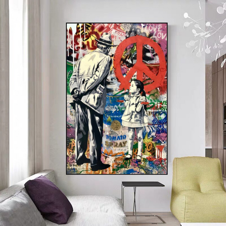 ChandeliersDecor.com-Banksy Wall Poster-Banksy Peace: Inspirational Street Art Canvas Wall Decor
