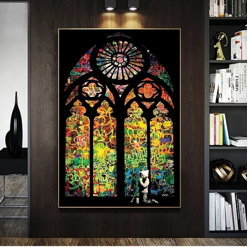 ChandeliersDecor.com-Banksy Wall Poster-Banksy Praying Boy Graffiti Canvas Wall Art - Home Decor