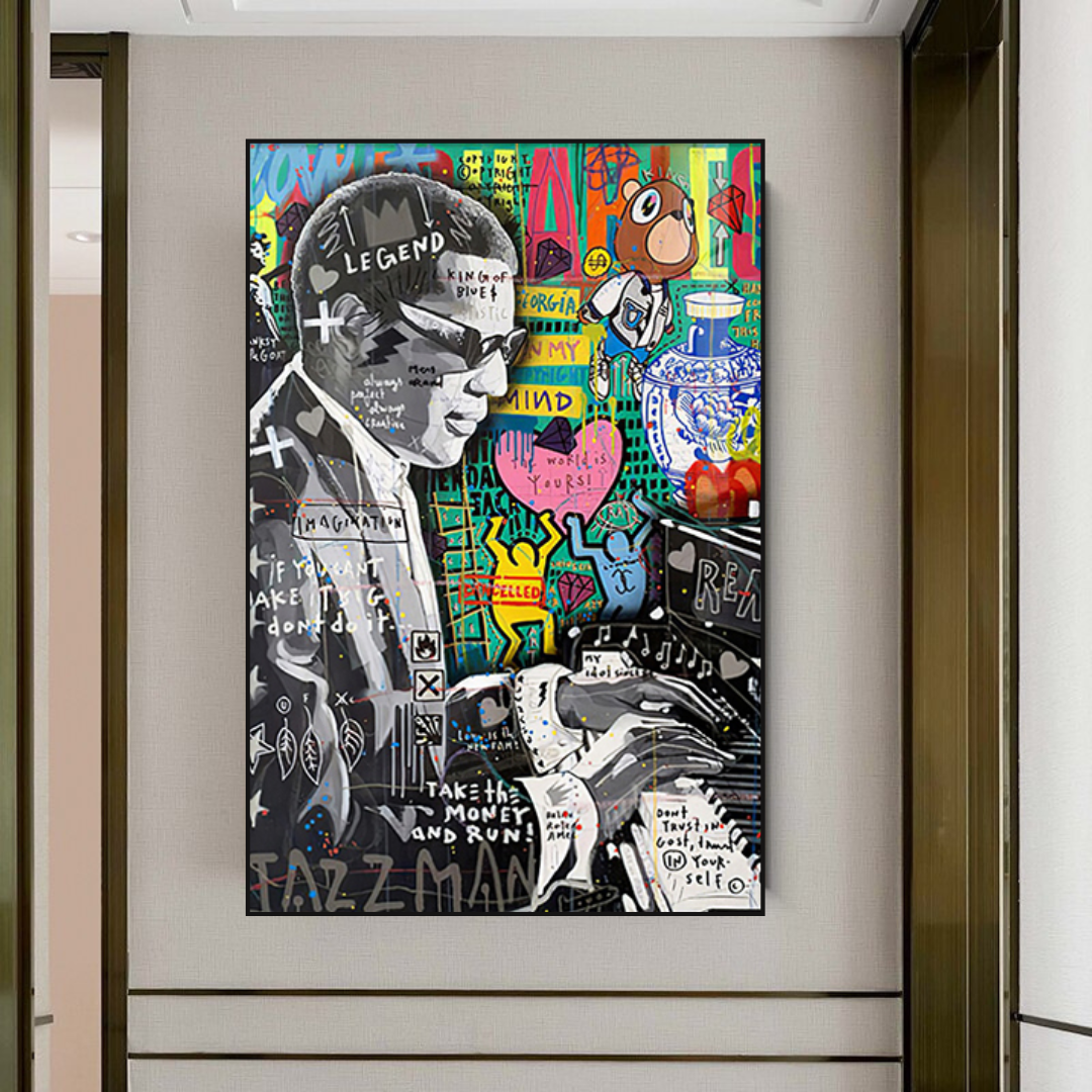 ChandeliersDecor.com-Banksy Wall Poster-Banksy Ray Charles Robinson American Singer Canvas Wall Art