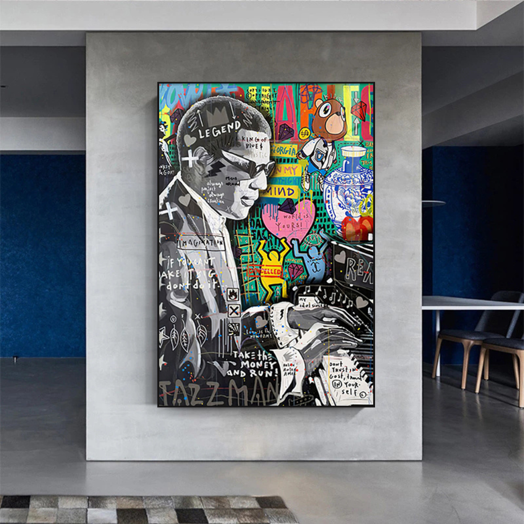 ChandeliersDecor.com-Banksy Wall Poster-Banksy Ray Charles Robinson American Singer Canvas Wall Art