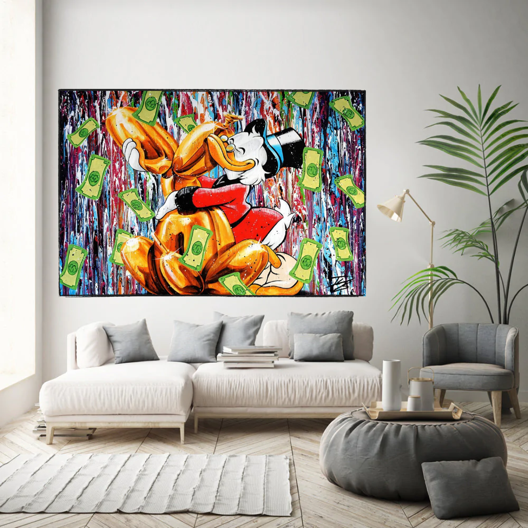 ChandeliersDecor.com-Scrooge McDuck Wall Art-Banksy Scrooge McDuck and Dog Canvas Wall Art