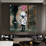 ChandeliersDecor.com-Banksy Wall Poster-Banksy Space Girl and Bird Wall Art - Captivating Design