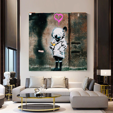 ChandeliersDecor.com-Banksy Wall Poster-Banksy Space Girl and Bird Wall Art - Captivating Design